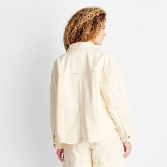 Future Collective - Women's Denim Shacket - Future Collective Cream XS Cream - Picture 2 of 3